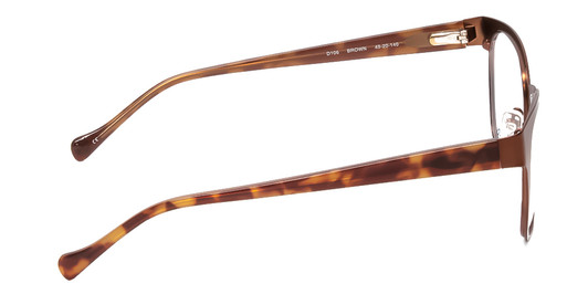 Side View of Lucky Brand D106 Designer Reading Eye Glasses with Custom Cut Powered Lenses in Brown Satin Tortoise Havana Brown Gold Ladies Classic Full Rim Metal 49 mm