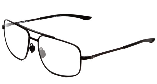 Profile View of Under Armour Impulse Designer Reading Eye Glasses in Matte Black Unisex Square Full Rim Metal 59 mm
