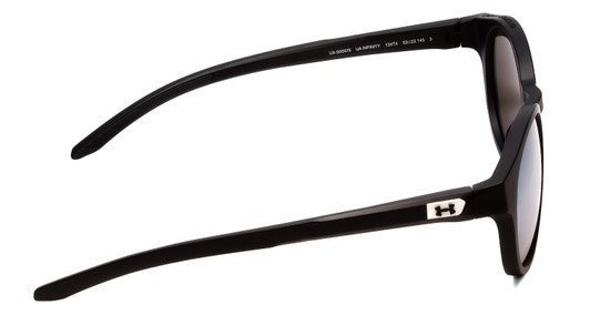 Side View of Under Armour Infinity Round Designer Sunglasses Matte Black/Silver Mirror 52 mm