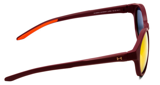 Side View of Under Armour Infinity Designer Sunglasses Burgundy Red/Gray Infrared Mirror 52mm