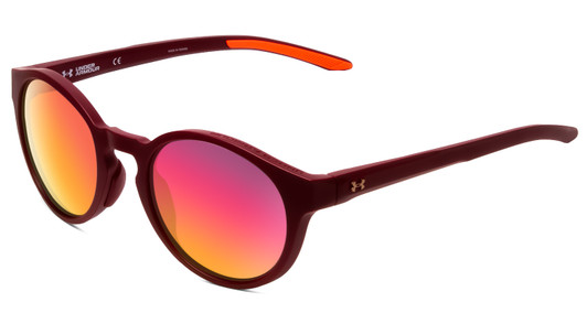 Profile View of Under Armour Infinity Designer Sunglasses Burgundy Red/Gray Infrared Mirror 52mm