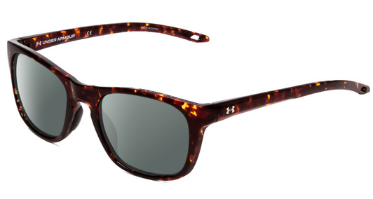 Profile View of Under Armour Raid Designer Polarized Sunglasses with Custom Cut Smoke Grey Lenses in Havana Tortoise Brown Gold Unisex Classic Full Rim Acetate 55 mm