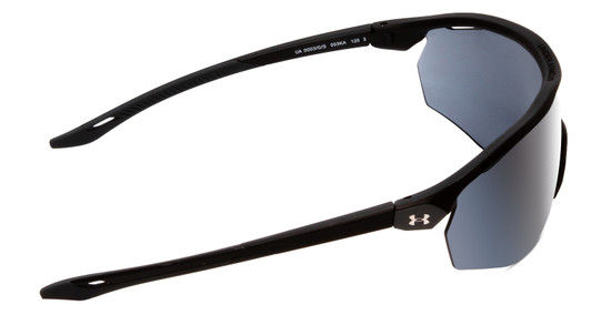 Side View of Under Armour Game Time Mens Designer Sunglasses Matte Black/Grey Oleophobic 99mm