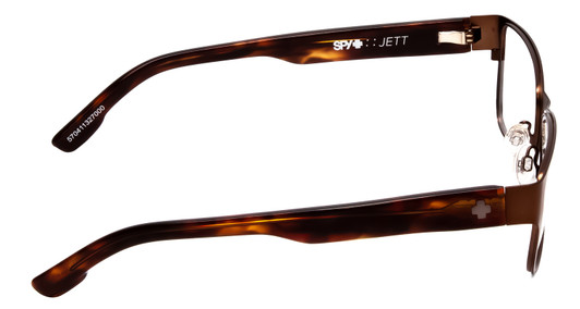 Side View of SPY Optics Jett Designer Single Vision Prescription Rx Eyeglasses in Mahogany Red Mojave Unisex Square Full Rim Metal 54 mm