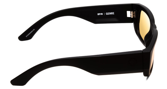 Side View of SPY Optics Genre Oval Acetate Designer Sunglasses Matte Black/Happy Yellow 54 mm
