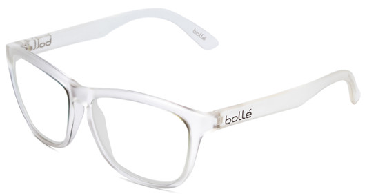 Profile View of Bolle 473 Designer Reading Eye Glasses in Matte Crystal Clear Unisex Cateye Full Rim Acetate 57 mm