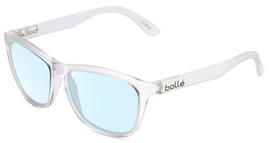 Profile View of Bolle 473 Designer Blue Light Blocking Eyeglasses in Matte Crystal Clear Unisex Cateye Full Rim Acetate 57 mm