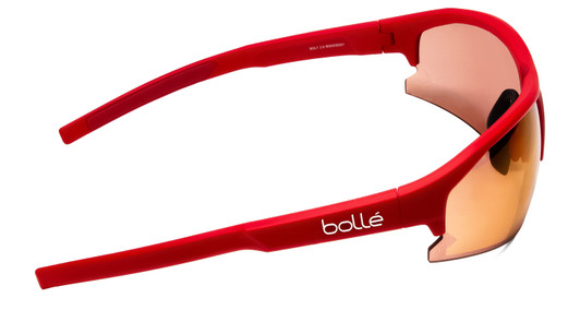 Bolle Bolt 2.0 Wrap Semi-Rimless Designer Sunglasses in Matte Red & Brown 76 mm