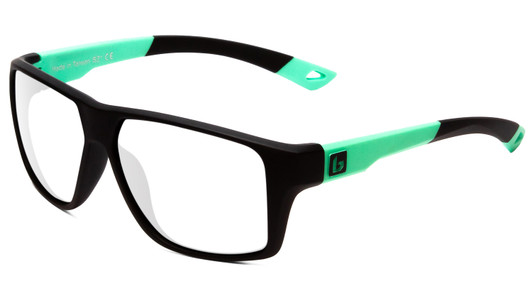 Profile View of Bolle Brecken Floatable Designer Reading Eye Glasses in Matte Black Mint Green Unisex Square Full Rim Acetate 57 mm