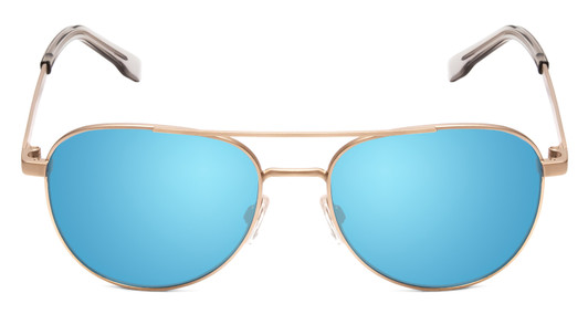 Front View of Bolle Evel Aviator Full Rim Designer Sunglasses Sand Brown/Ice Blue Mirror 60 mm