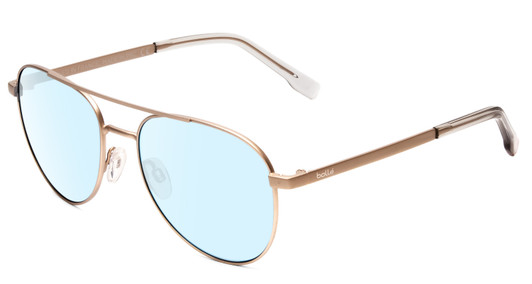 Profile View of Bolle Evel Designer Progressive Lens Blue Light Blocking Eyeglasses in Matte Sand Brown Unisex Aviator Full Rim Metal 60 mm