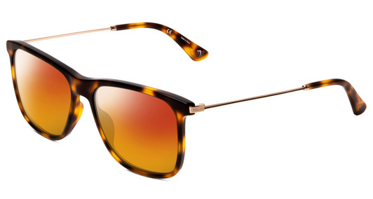 Profile View of Police SPL572 Designer Polarized Sunglasses with Custom Cut Red Mirror Lenses in Tortoise Havana Brown Gold Silver Unisex Classic Full Rim Acetate 56 mm