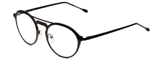 Profile View of John Varvatos V160 Designer Blue Light Blocking Eyeglasses in Gunmetal Silver Black Unisex Round Full Rim Metal 50 mm