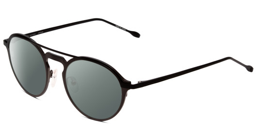 Profile View of John Varvatos V160 Designer Polarized Sunglasses with Custom Cut Smoke Grey Lenses in Gunmetal Silver Black Unisex Round Full Rim Metal 50 mm