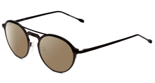 Profile View of John Varvatos V160 Designer Polarized Sunglasses with Custom Cut Amber Brown Lenses in Gunmetal Silver Black Unisex Round Full Rim Metal 50 mm