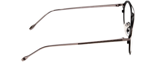 Side View of John Varvatos V160 Designer Progressive Lens Prescription Rx Eyeglasses in Matte Black Silver Unisex Round Full Rim Metal 50 mm