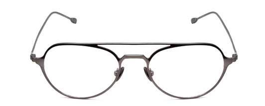 Front View of John Varvatos V164 Designer Reading Eye Glasses with Custom Cut Powered Lenses in Gun Metal Silver Unisex Aviator Full Rim Metal 53 mm
