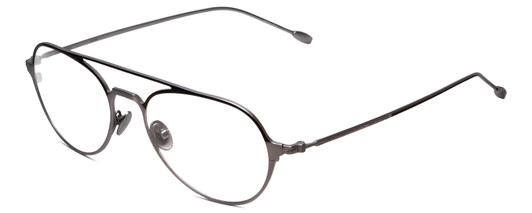 Profile View of John Varvatos V164 Designer Single Vision Prescription Rx Eyeglasses in Gun Metal Silver Unisex Aviator Full Rim Metal 53 mm