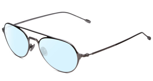 Profile View of John Varvatos V164 Designer Blue Light Blocking Eyeglasses in Gun Metal Silver Unisex Aviator Full Rim Metal 53 mm