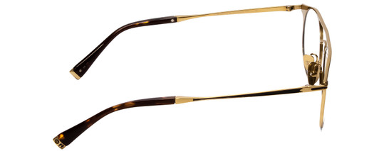 Side View of John Varvatos V169 Designer Bi-Focal Prescription Rx Eyeglasses in Black Gold Tortoise Ladies Round Full Rim Metal 49 mm