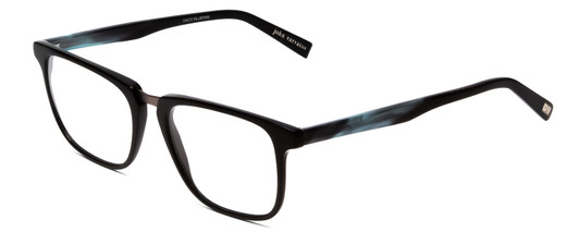 Profile View of John Varvatos V373 Designer Blue Light Blocking Eyeglasses in Black Marble Blue Unisex Square Full Rim Acetate 54 mm