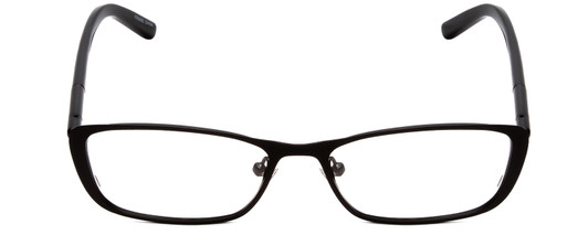 Front View of Jones New York J140 Designer Reading Eye Glasses with Custom Cut Powered Lenses in Satin Black Unisex Square Full Rim Metal 51 mm