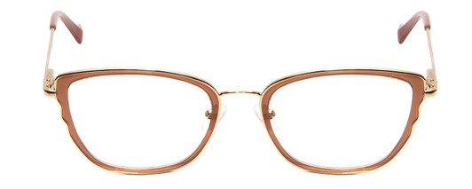 Front View of Lucky Brand D116 Ladies Cateye Designer Reading Glasses in Beige Gold Wave 54 mm