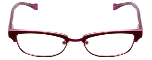 Front View of Lucky Brand ZUMA Designer Reading Eye Glasses with Custom Cut Powered Lenses in Red Candy Crystal Pink Ladies Cateye Semi-Rimless Acetate 51 mm