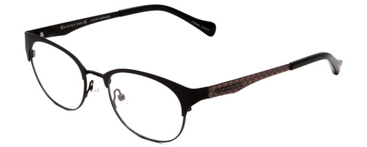 Profile View of Lucky Brand D103 Designer Single Vision Prescription Rx Eyeglasses in Black Diamond Silver Red Unisex Classic Semi-Rimless Metal 50 mm