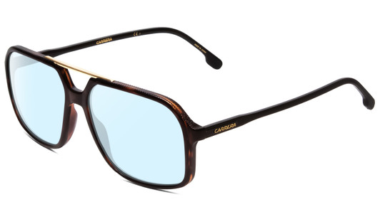Profile View of Carrera 229-S Designer Blue Light Blocking Eyeglasses in Tortoise Havana Brown Gold Unisex Square Full Rim Acetate 59 mm