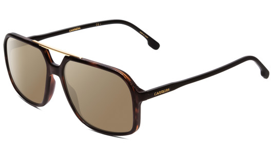 Profile View of Carrera 229-S Designer Polarized Sunglasses with Custom Cut Amber Brown Lenses in Tortoise Havana Brown Gold Unisex Square Full Rim Acetate 59 mm
