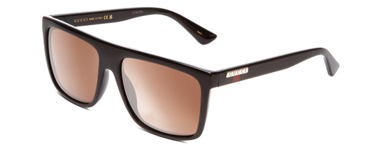 Profile View of GUCCI GG0748S Men Square Designer Sunglasses in Black Gold Logo/Brown Amber 59mm
