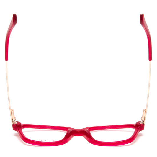 Top View of Guess GU9177 Designer Reading Eye Glasses with Custom Cut Powered Lenses in Crystal Pink Red Ladies Cateye Full Rim Acetate 47 mm
