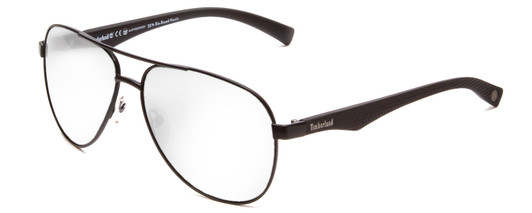 Profile View of Timberland TB9137 Designer Blue Light Blocking Eyeglasses in Black Gunmetal Unisex Aviator Full Rim Metal 60 mm
