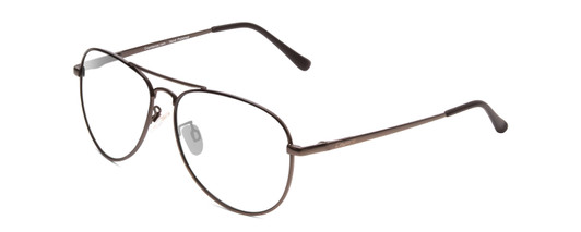 Profile View of Coyote Classic II Designer Progressive Lens Blue Light Blocking Eyeglasses in Gun Metal Grey Unisex Aviator Full Rim Metal 55 mm with Blue Light Zone functionality illustration laid over the lens