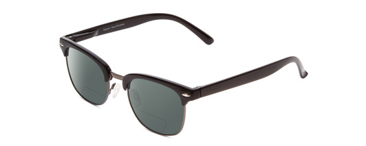Profile View of Coyote Country Club Designer Polarized Reading Sunglasses with Custom Cut Powered Smoke Grey Lenses in Gloss Black Unisex Cateye Full Rim Acetate 51 mm