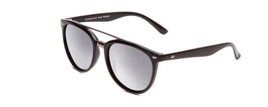 Profile view of Coyote Downtown Black Gunmetal Gray Silver Mirror sunglasses