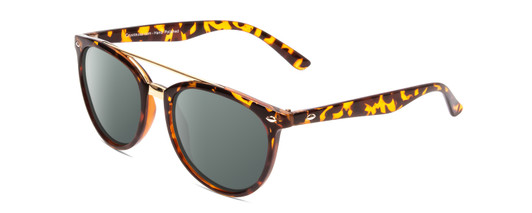Profile View of Coyote Downtown Designer Polarized Sunglasses with Custom Cut Smoke Grey Lenses in Tortoise Brown Ladies Cateye Full Rim Acetate 54 mm