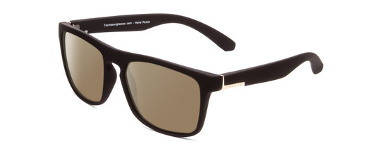 Profile View of Coyote Marco Designer Polarized Sunglasses with Custom Cut Amber Brown Lenses in Matte Black Unisex Square Full Rim Acetate 53 mm