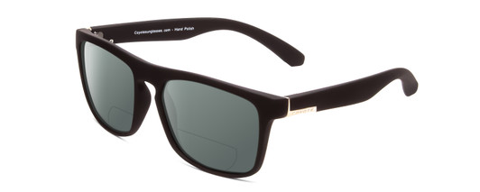 Profile View of Coyote Marco Designer Polarized Reading Sunglasses with Custom Cut Powered Smoke Grey Lenses in Matte Black Unisex Square Full Rim Acetate 53 mm