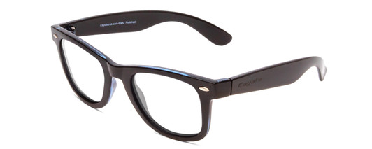 Profile View of Coyote Nomad Designer Reading Eye Glasses in Gloss Black Grey Unisex Square Full Rim Acetate 50 mm