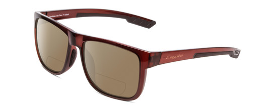 Profile View of Coyote Outlaw Designer Polarized Reading Sunglasses with Custom Cut Powered Amber Brown Lenses in Crystal Brown Unisex Square Full Rim Acetate 55 mm