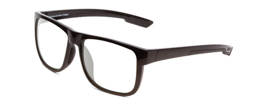 Profile View of Coyote Outlaw Designer Progressive Lens Blue Light Blocking Eyeglasses in Gloss Black Grey Mens Square Full Rim Acetate 55 mm with Blue Light Zone functionality illustration laid over the lens