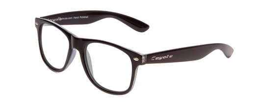 Profile View of Coyote P-23 Designer Reading Eye Glasses with Custom Cut Powered Lenses in Gloss Black Unisex Square Full Rim Acetate 51 mm