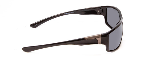 Side View of Coyote P-37 Unisex Rectangle Designer Polarized Sunglasses Gloss Black/Grey 61mm
