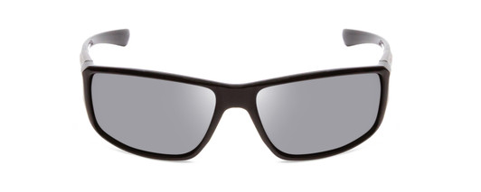 Front View of Coyote P-37 Unisex Rectangle Designer Polarized Sunglasses Gloss Black/Grey 61mm