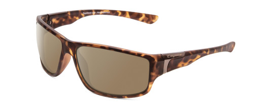 Profile View of Coyote P-37 Designer Polarized Sunglasses with Custom Cut Amber Brown Lenses in Matte Tortoise Unisex Rectangle Full Rim Acetate 61 mm