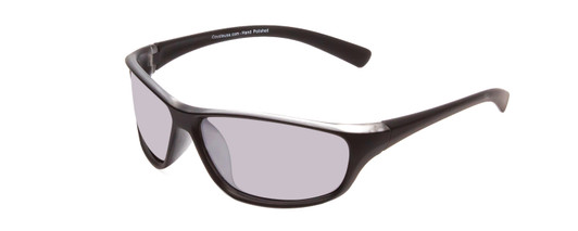 Profile View of Coyote P-38 Unisex Wrap Polarized Sunglasses Matte Black Grey/Silver Mirror 65mm