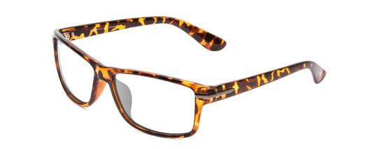 Profile View of Coyote P-43 Designer Blue Light Blocking Eyeglasses in Dark Tortoise Unisex Rectangle Full Rim Acetate 58 mm