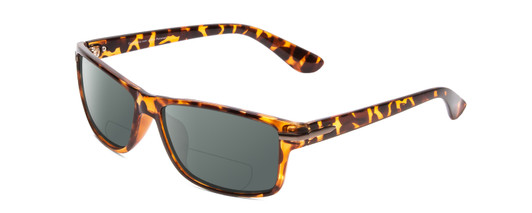 Profile View of Coyote P-43 Designer Polarized Reading Sunglasses with Custom Cut Powered Smoke Grey Lenses in Dark Tortoise Unisex Rectangle Full Rim Acetate 58 mm